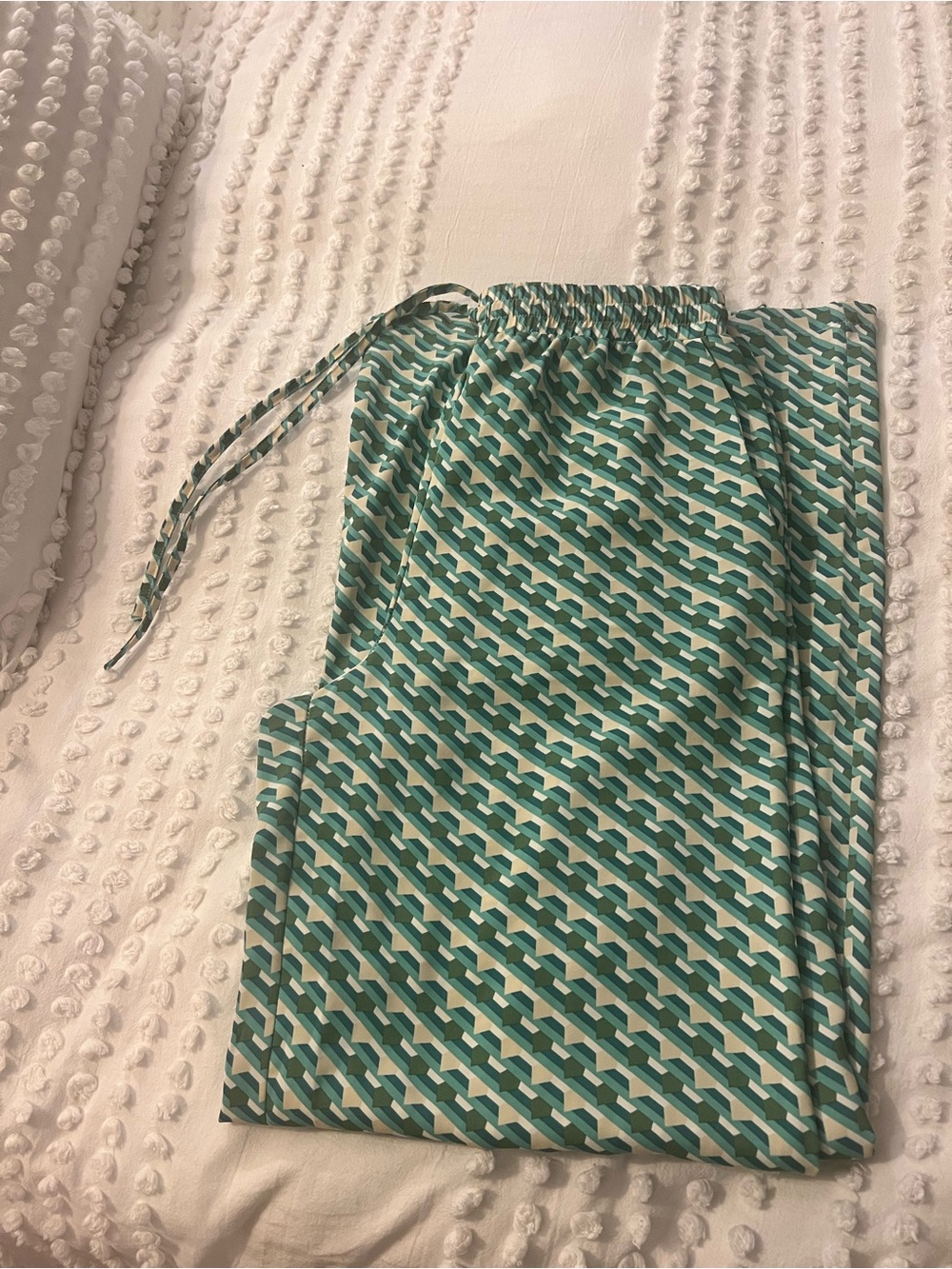 ENTRO Green Patterned Wide Leg Pants - Picture 6 of 6